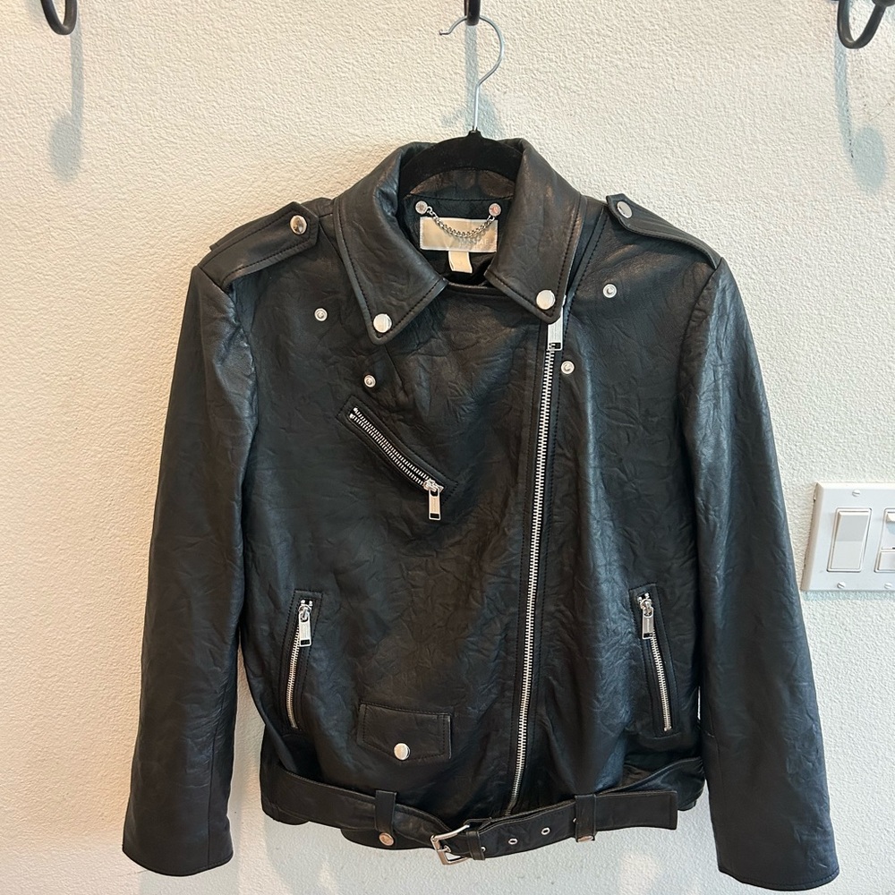 Michael Kors Black Leather Moto Jacket - Picture 3 of 9